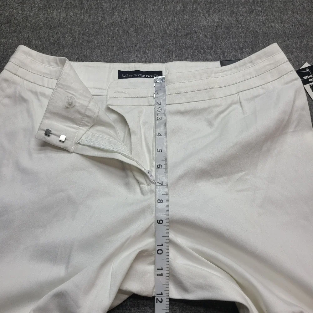 Larry Levine Slim Leg Crop Pants Women 12P‎ White New Slim Fit Petite Trousers
